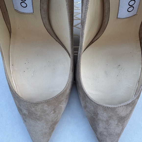 Jimmy Choo Romy 100 Nude Suede Heels - Picture 4 of 7